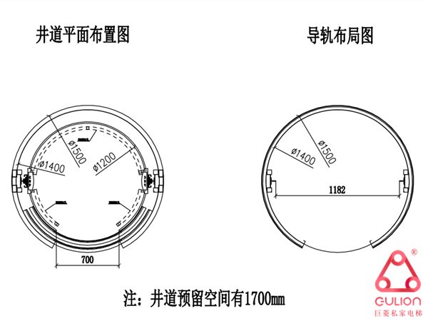 直徑1700mm圓形別墅電梯詳細設計方案，江蘇南通客戶案例